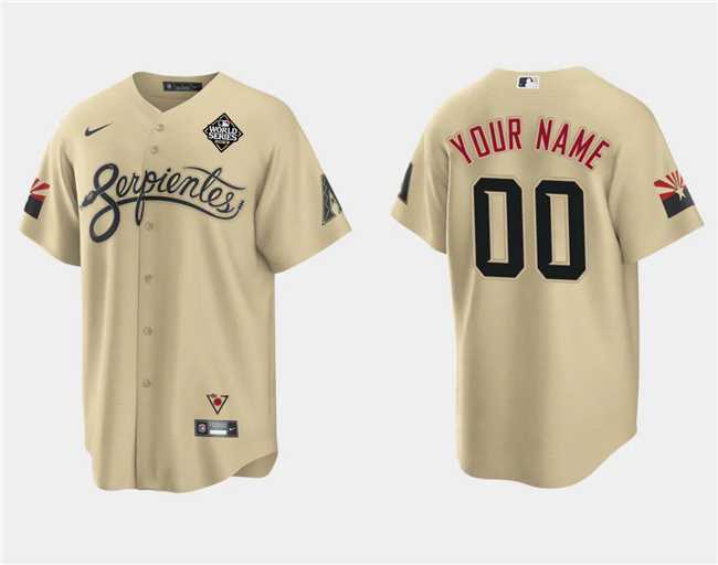 Men%27s Arizona Diamondbacks Active Player Custom Gold 2023 World Series City Connect Cool Base Stitched Baseball Jersey->customized mlb jersey->Custom Jersey